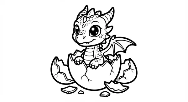 Ein Babydrache schlüpft aus einem zerbrochenen Ei