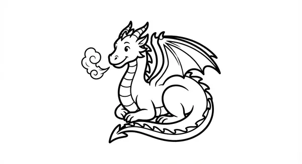 Ein Drache atmet sanft einen kleinen Rauchstoß aus