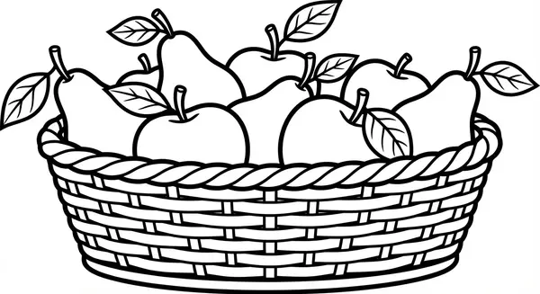 Ein Korb voll mit frisch gepflückten Äpfeln und Birnen