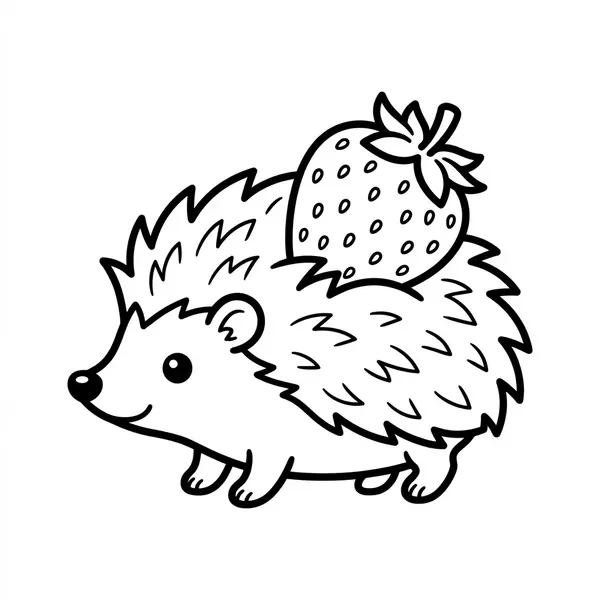 Ein entzückender Igel trägt eine kleine Beere auf seinem Rücken