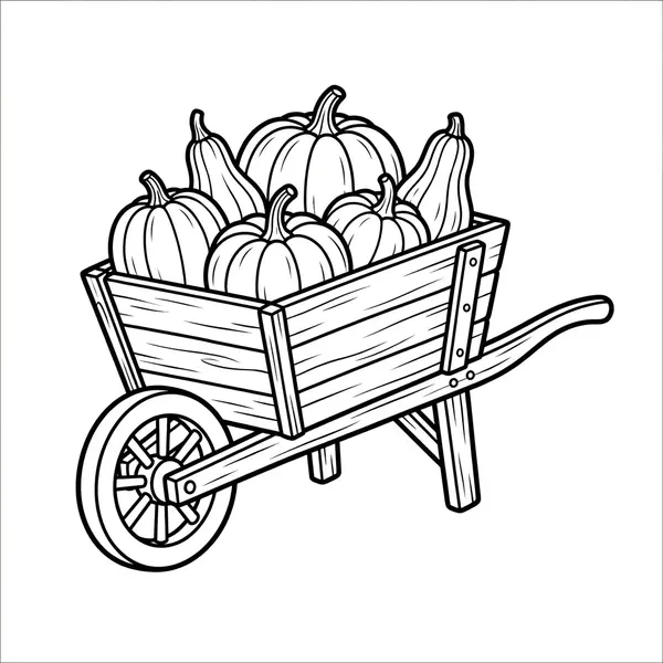 Eine rustikale Holzkare gefüllt mit Kürbissen und Zierkürbissen