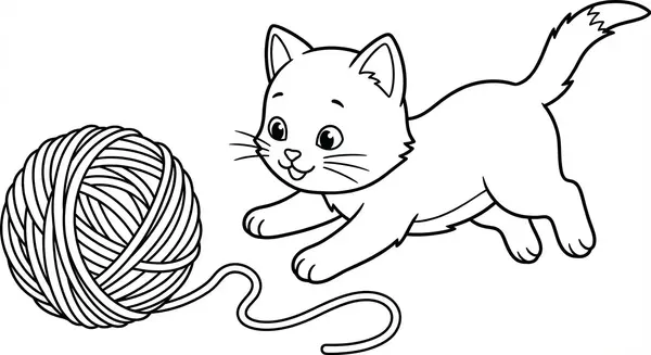 Jagdfieber: Ein übermütiges Kätzchen springt hinter einem rollenden Wollknäuel her – voller Bewegung und Spaß.