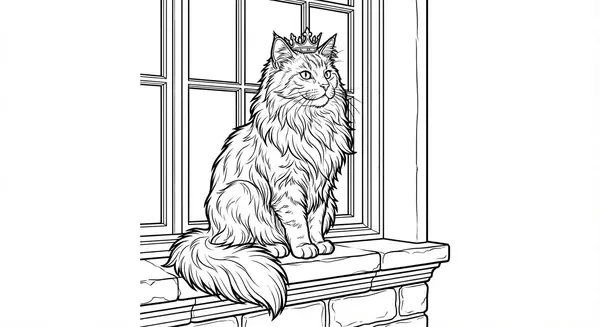 Ausblick: Eine stolze Katze sitzt am Fenster und beobachtet Vögel im Garten – eine klassische Katzenszene.