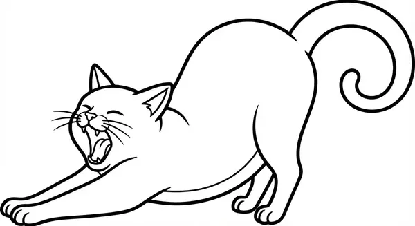 Morgengymnastik: Eine Katze streckt sich genüsslich nach einem langen Nickerchen und zeigt ihre Krallen.