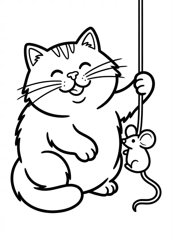 Schlafmütze: Simples Bild einer schlafenden Katze, eingerollt zu einem Ball – entspanntes Ausmalen.