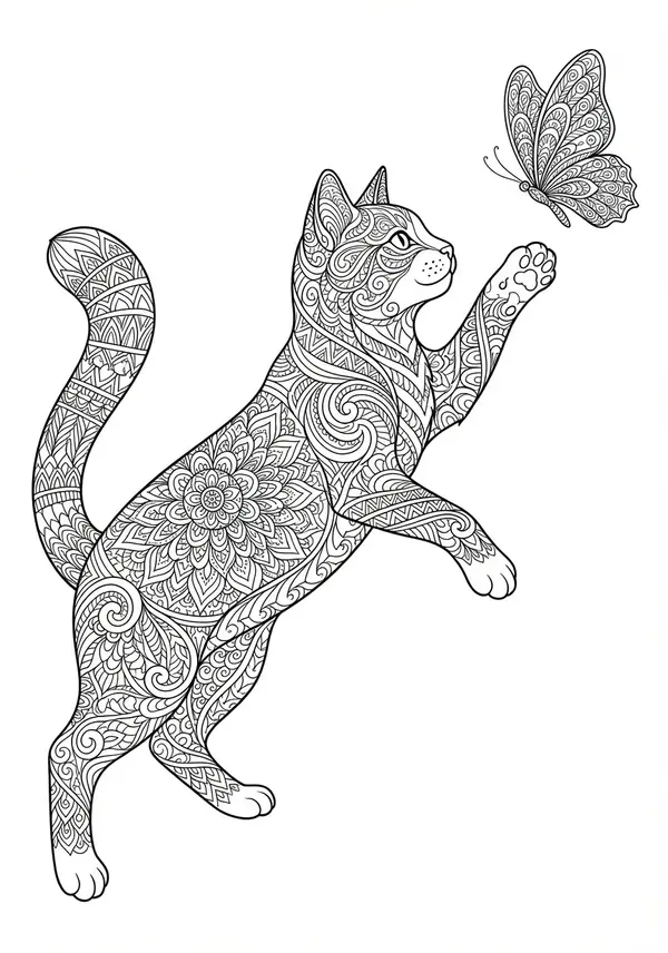 Keltischer Knoten: Eine Katze, deren Körper aus einem einzigen, endlosen Band geflochten ist – Symbol für Ewigkeit.