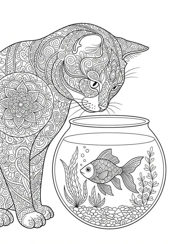 Galaktische Katze: Ein Träumerblick in den Sternenhimmel, der aus wirbelnden Spiralen und kosmischen Mustern besteht.