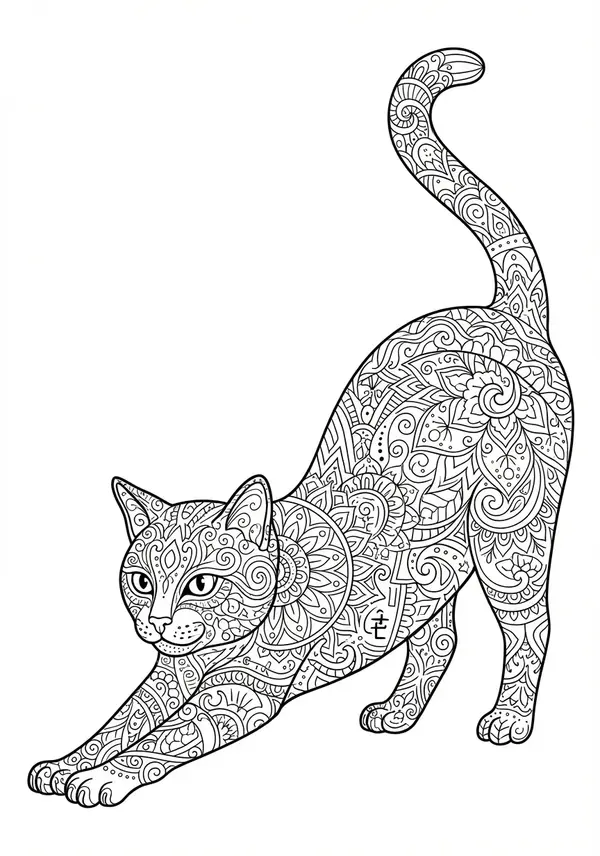 Flügel der Fantasie: Eine Katze inmitten eines Schwarms von detailreich gemusterten Schmetterlingen und Libellen.