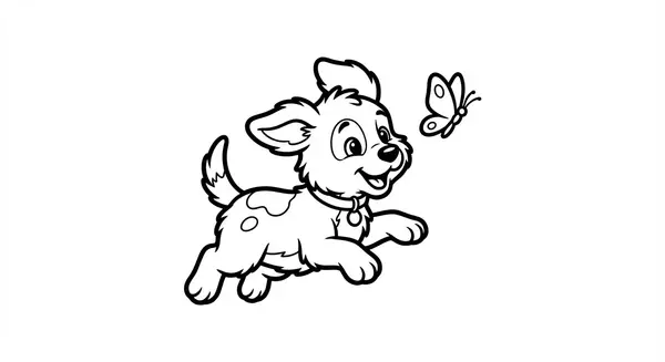 Ein verspielter Welpe jagt einen Schmetterling