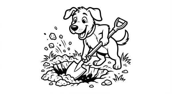 Ein Hund gräbt ein Loch im Garten