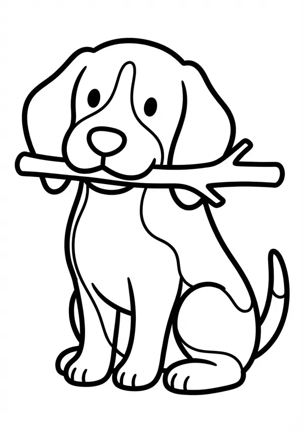 Ein Hund sitzt ruhig