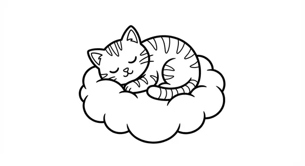 Eine niedliche Katze schläft auf einer Wolke