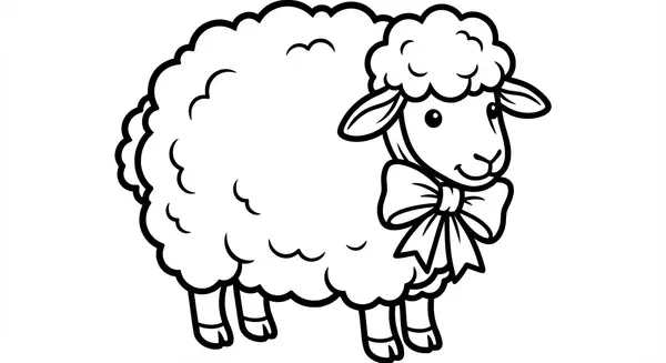 Ein flauschiges Schaf mit einer Schleife