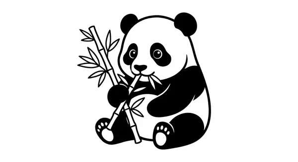 Ein entzückender Panda isst Bambus