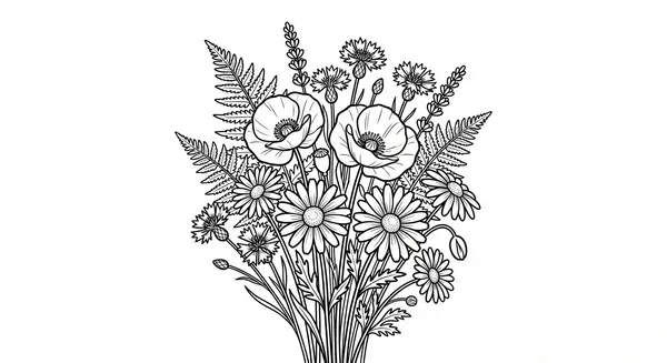 Ausmalbild Blumen normal