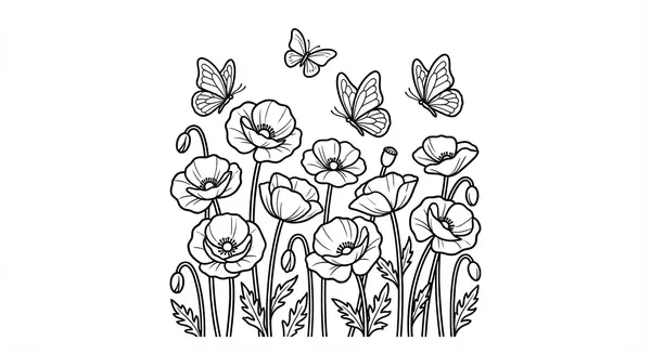 Ausmalbild Blumen normal