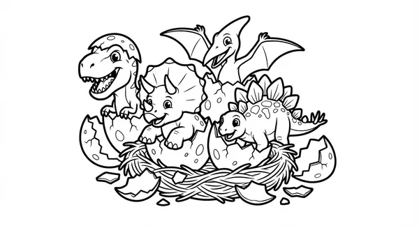 Baby-Dinosaurier, die aus ihren Eiern schlüpfen