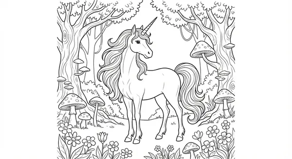 Ein majestätisches Einhorn steht in einem Zauberwald