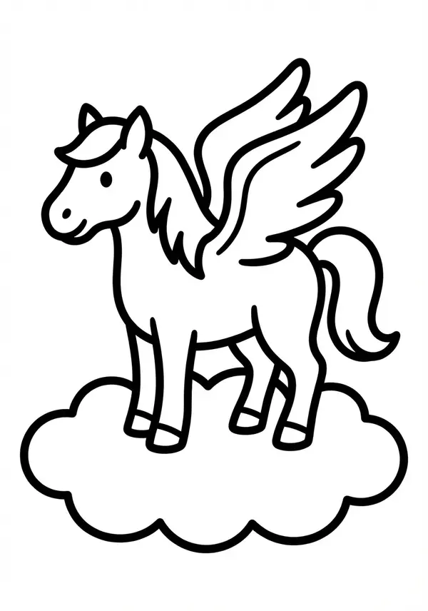 Ein Pegasus, der mit einer Wolke spielt