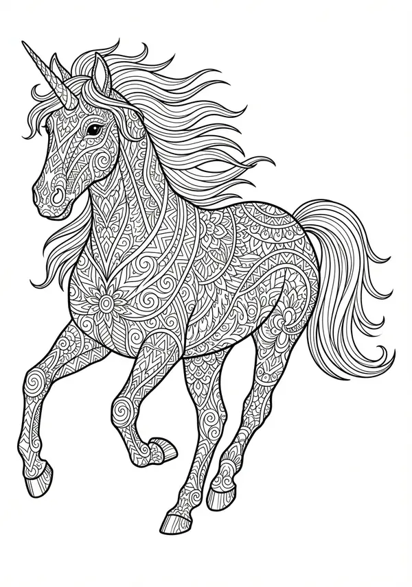 Kristallgrotte: Ein ruhiges Einhorn inmitten einer Höhle voller geometrischer Kristalle. Jede Fläche bietet die Chance für spannende Lichteffekte.