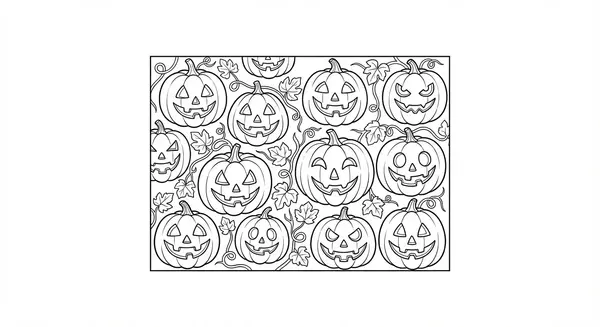 Ein Feld mit geschnitzten Kürbissen