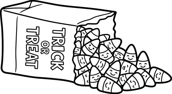 Süßigkeiten (Candy Corn) quellen aus einer Geschenktüte