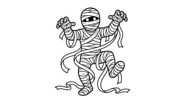 Eine Mumie, die ihre Bandagen abwickelt