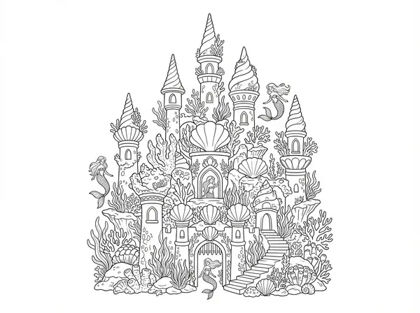 Ein aufwendiges Unterwasserschloss, die Heimat der Meerjungfrauen.