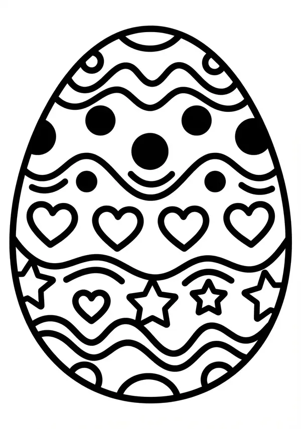 Das Osterei: Ein einzelnes, großes Ei mit einfachen Streifen – der Klassiker zum Ausmalen.