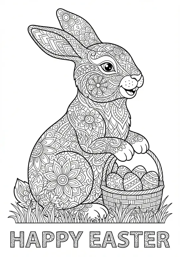 Versteckter Hase: Ein Kaninchen im hohen Gras, dessen Fellstruktur nahtlos in die umgebenden Pflanzenmuster übergeht.