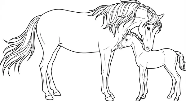 Mutterliebe: Eine fürsorgliche Stute liebkost zärtlich ihr kleines Fohlen – ein Bild voller Wärme und Geborgenheit.