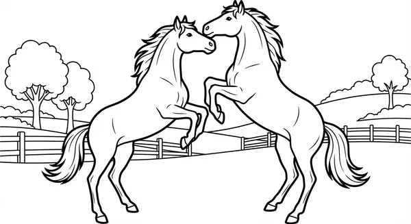 Spielstunde: Zwei junge Pferde tollen ausgelassen über die grüne Weide und genießen ihre Freundschaft.