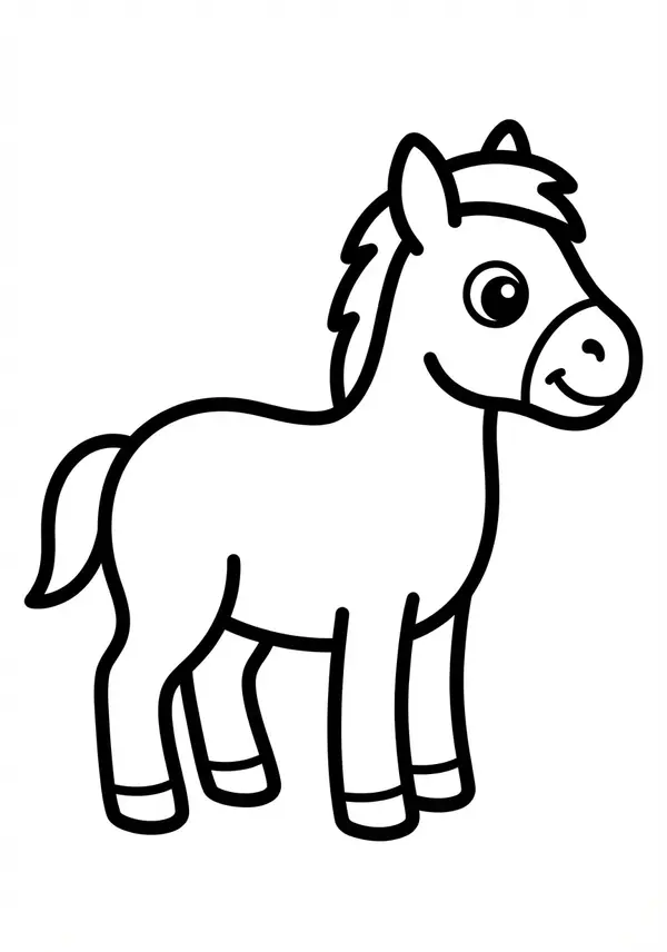 Trinkpause: Einfache Darstellung eines Pferdes am Wasser – ruhiges Motiv für Entspannung.