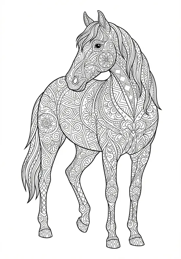 Natur pur: Ein Pferdeprofil, das sich bei genauerem Hinsehen aus hunderten kleinen Blättern, Ranken und Blüten zusammensetzt.