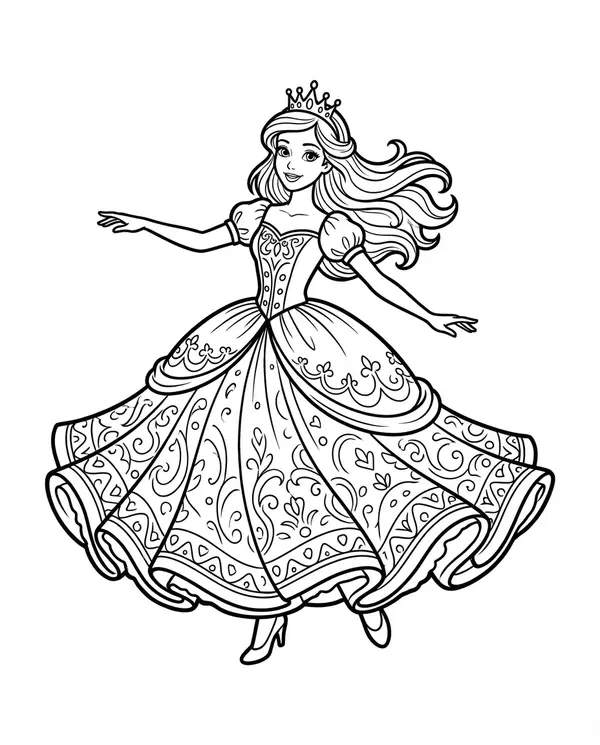 Eine Prinzessin tanzt anmutig in einem wunderschönen Ballkleid