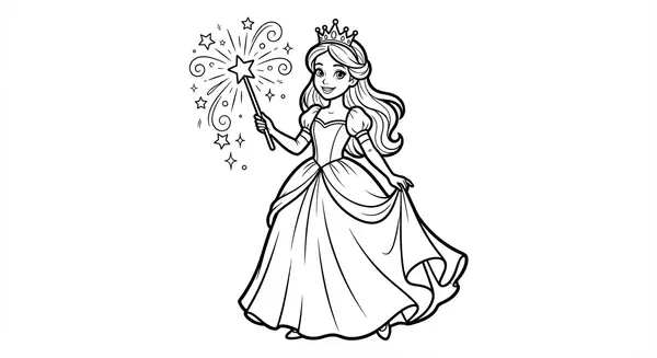 Eine Prinzessin hält einen magischen, funkelnden Zauberstab