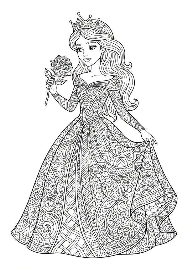 Ein majestätisches Fantasy-Schloss mit hoch aufragenden Türmen, komplizierten Steinmetzarbeiten und umgebender detaillierter Flora im Mandala-Stil.