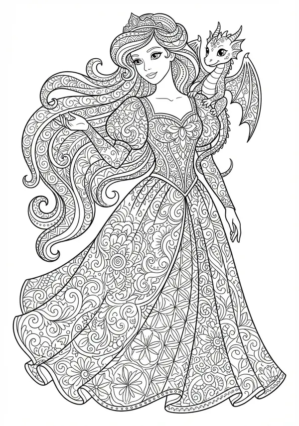 Ein prächtiger Pfau mit einem aufwendig gefächerten Schwanz, jede Feder gefüllt mit komplizierten Mandala-Mustern und zarten, wirbelnden Motiven.