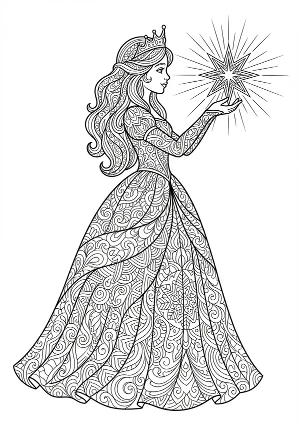 Ein wohlwollender, dekorativer Drache mit einer Fülle von komplizierten Schuppen, gemusterten Flügeln und fließenden Ranken, integriert in ein architektonisches oder florales Design.