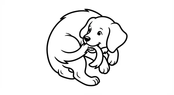 Ein verspielter Welpe jagt seinen Schwanz