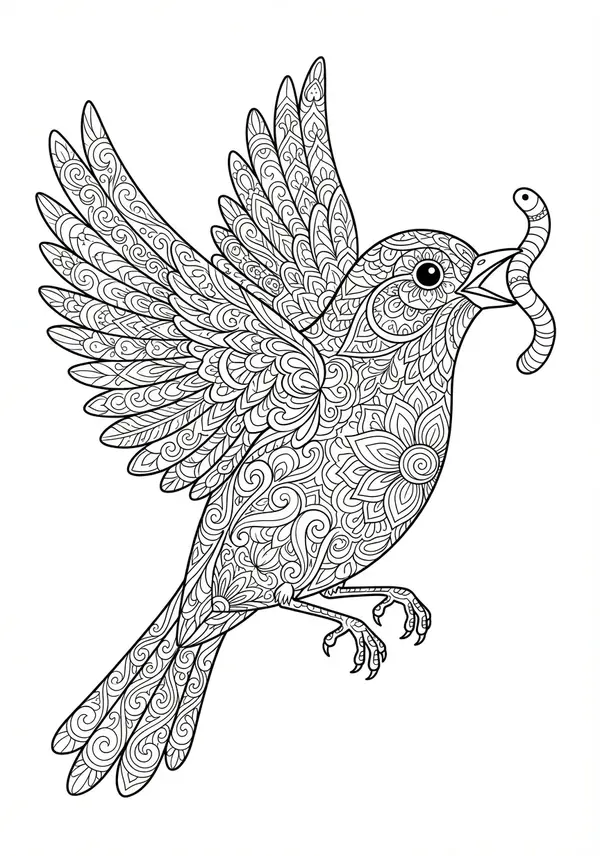 Ein furchterregendes Tigergesicht in Nahaufnahme, seine ikonischen Streifen akribisch in ein komplexes Arrangement aus wirbelnden Arabesken, scharfen winkligen Labyrinthen und zarten botanischen Umrissen verwandelt, was die Illusion einer tiefen Textur erzeugt.