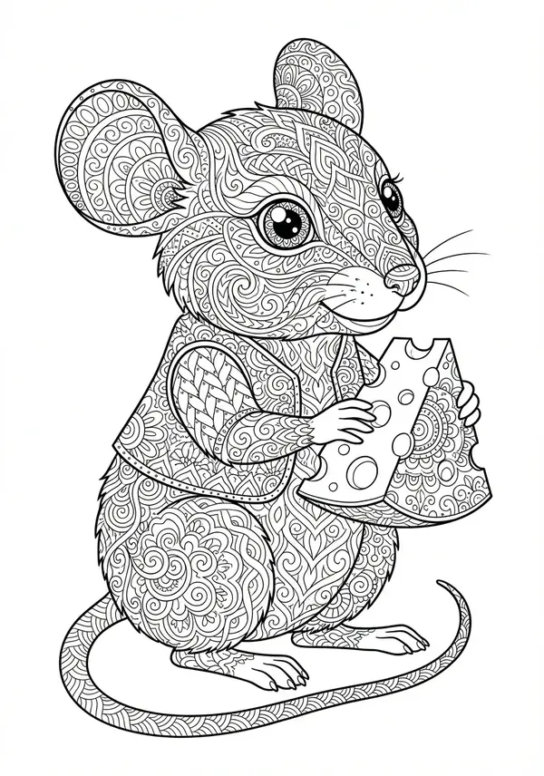 Eine königliche Schlange, kunstvoll geringelt, ihr ganzer Körper bedeckt mit einem dichten, tessellierenden Mosaik aus scharfen geometrischen Formen, krummlinigen Mustern und wiederholenden Symbolen, ihr Kopf gekrönt mit einem verzierten, juwelenartigen Design.