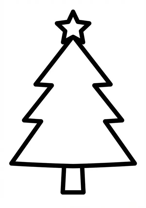 Einfacher Tannenbaum mit großen Kugeln – ideal für die ersten Malversuche in der Weihnachtszeit.