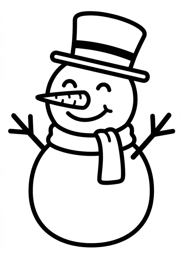 Kugelrunder Schneemann mit Besen – einfache Formen für schnellen Malspaß im Winter.