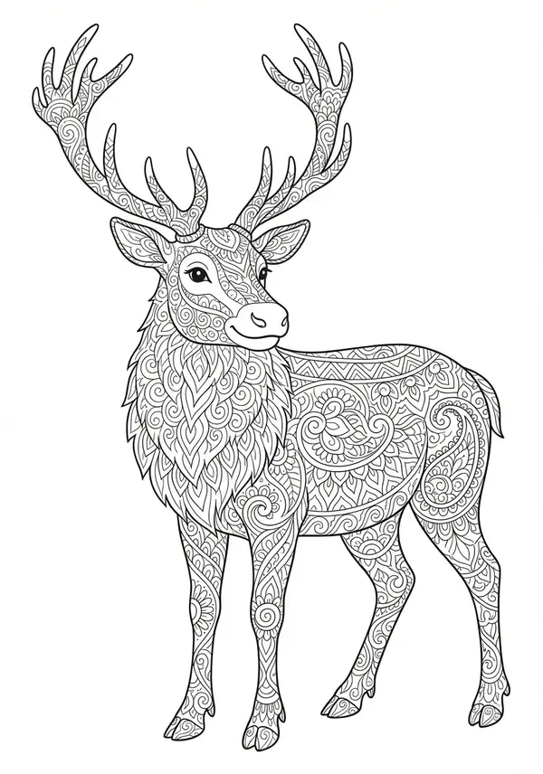 Porträt des Weihnachtsmanns: Rauschebart und Mantel sind mit filigranen Mustern gefüllt – eine festliche Herausforderung.