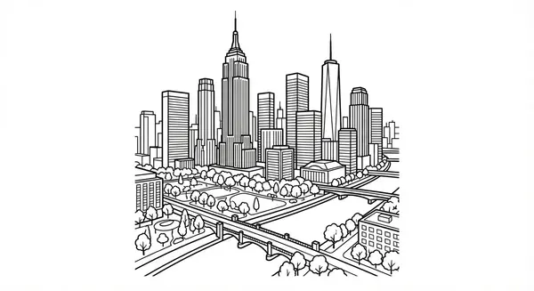 Eine ruhige Stadtlandschaft mit aufragenden Gebäuden