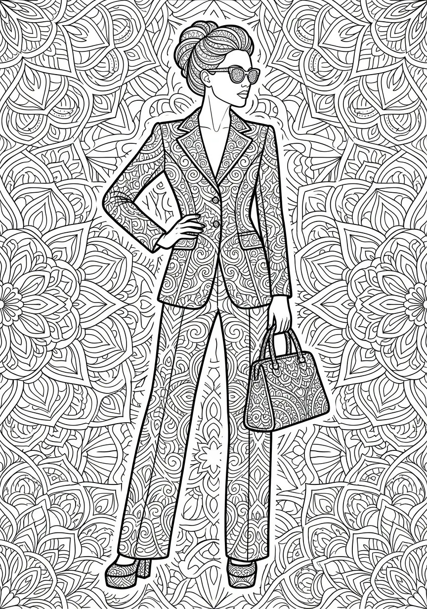 Detailreiches Mandala einer Frau mit filigranen Ornamenten