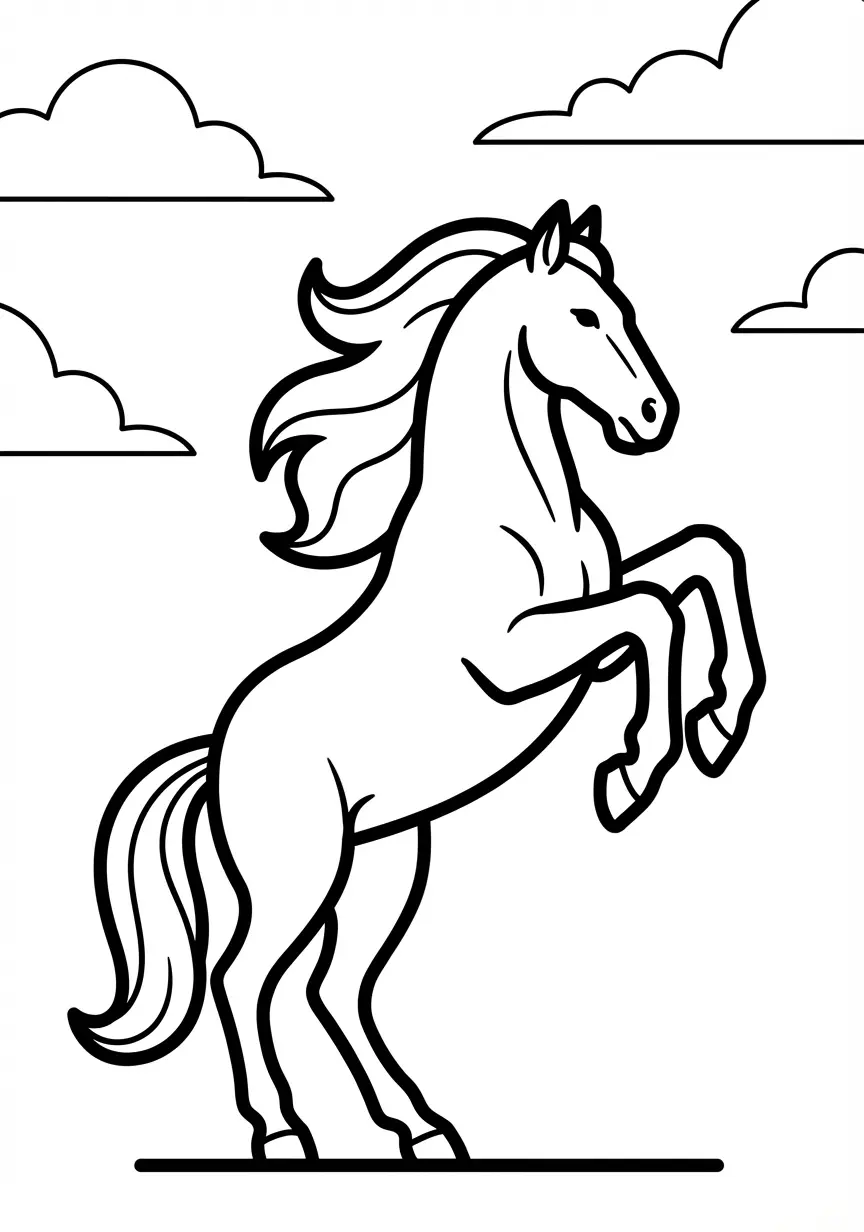 Stolzes Wildpferd bäumt sich majestätisch auf