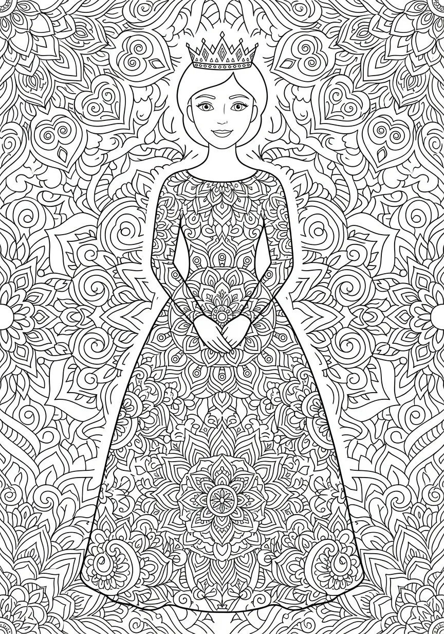 Prinzessin mit komplexem Mandala Muster im Gewand