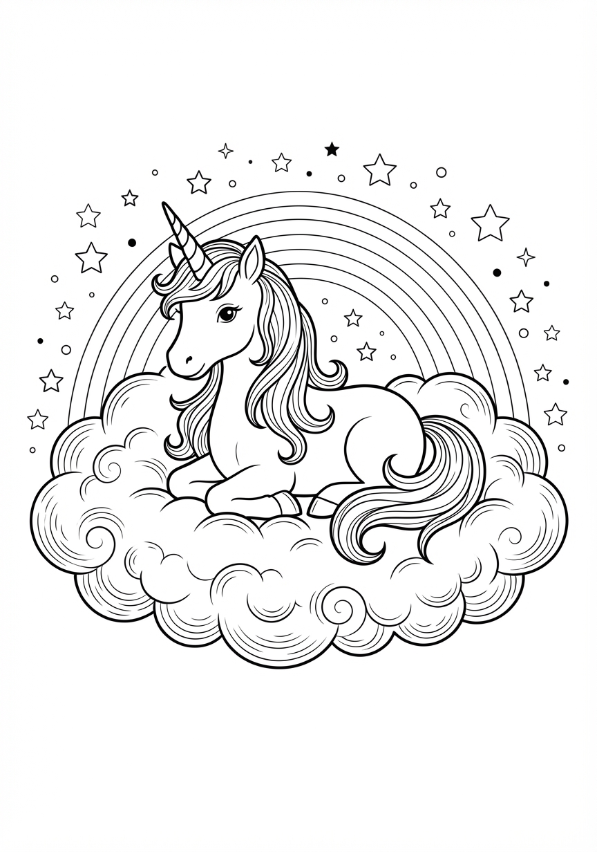 Anmutiges Einhorn unter einem zauberhaften Regenbogen